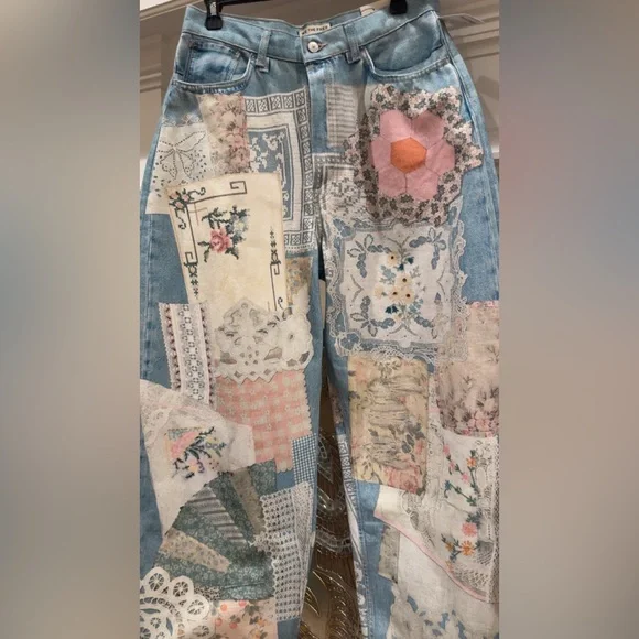 Free People Blue Patchwork soft Jeans🦋✨🦋 - Picture 5 of 16